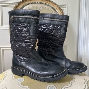 Chanel black quilted boots